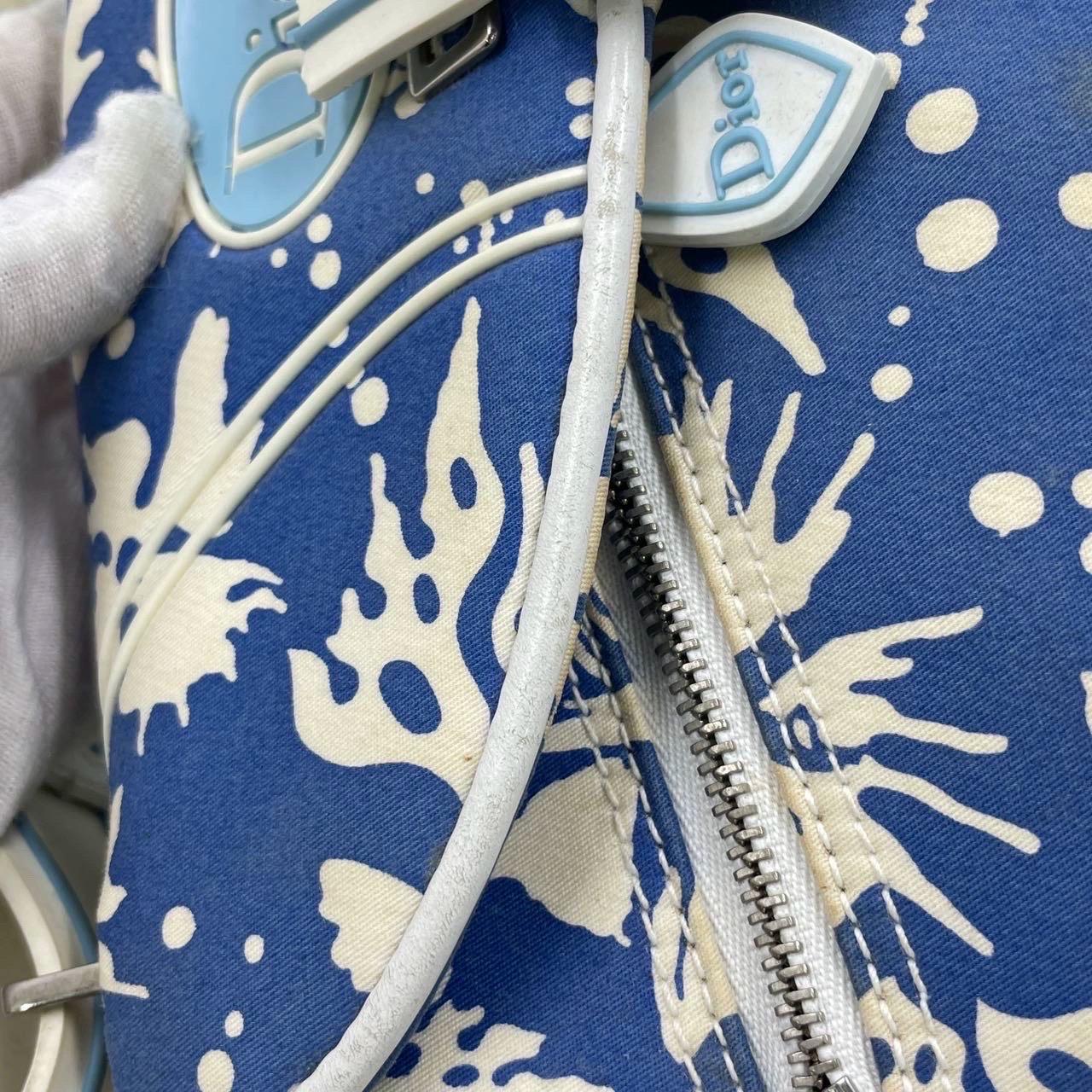 Dior Vintage Surf Chick Shoulder Bag Blue and White Chinese Porcelain Print For Sale 11