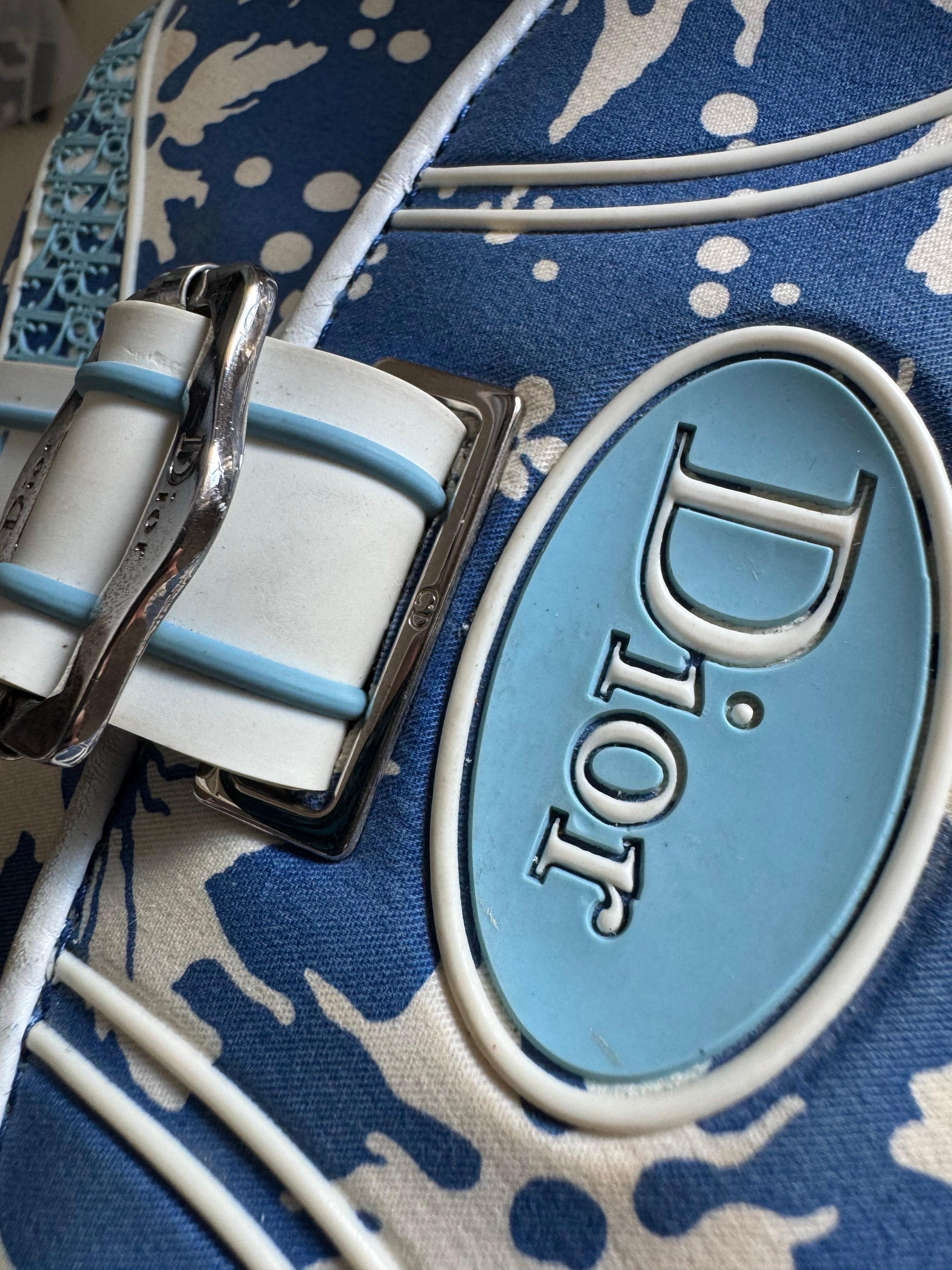 Dior Vintage Surf Chick Shoulder Bag Blue and White Chinese Porcelain Print For Sale 1