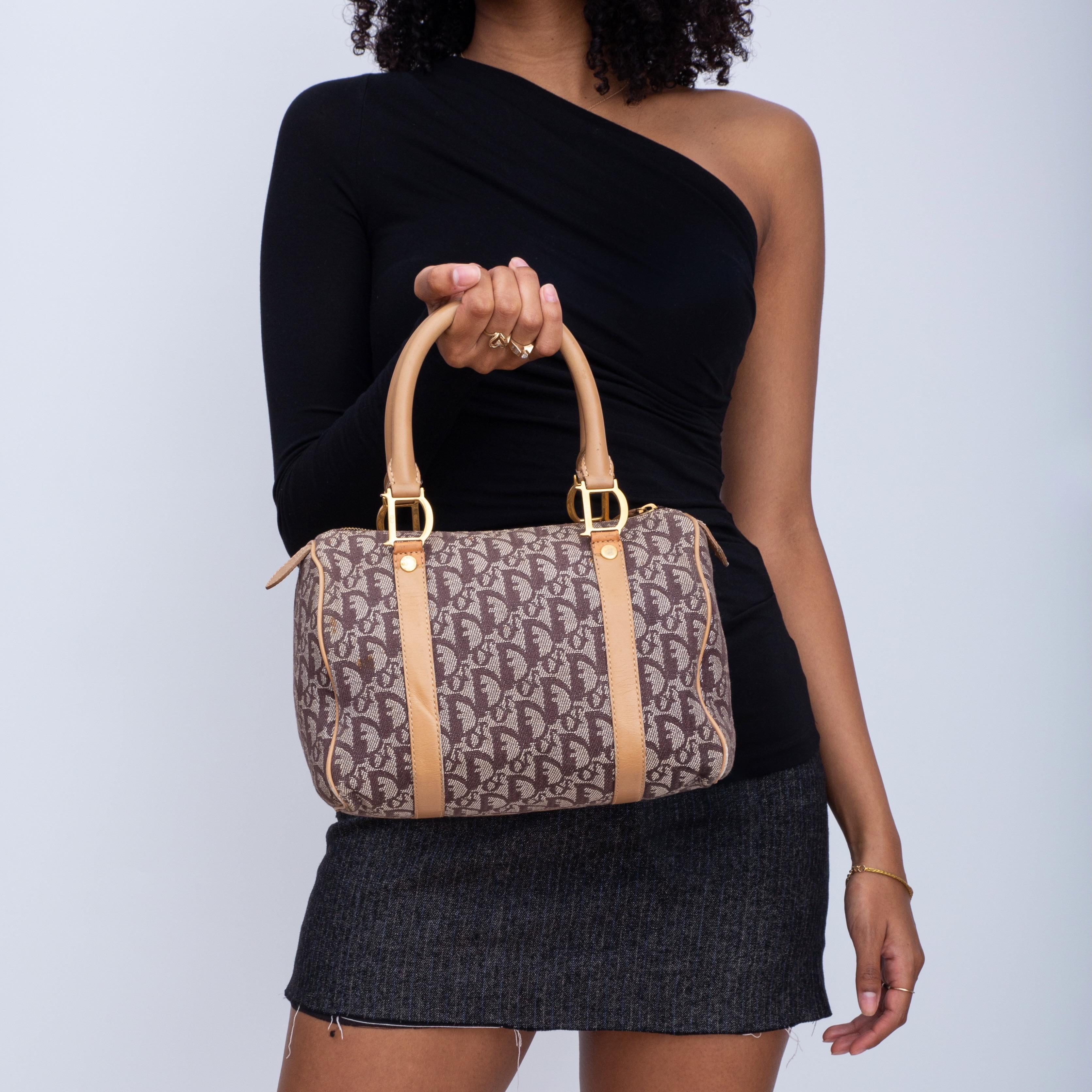 Dior Vintage Trotter Monogram Beige Boston Bowling Bag 25 (2002) 2