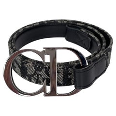 Dior Vintage Trotter Oblique Black Canvas Belt (80/32)