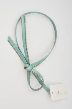 Dior Vintage Turquoise Leather Zipper Tie Necklace