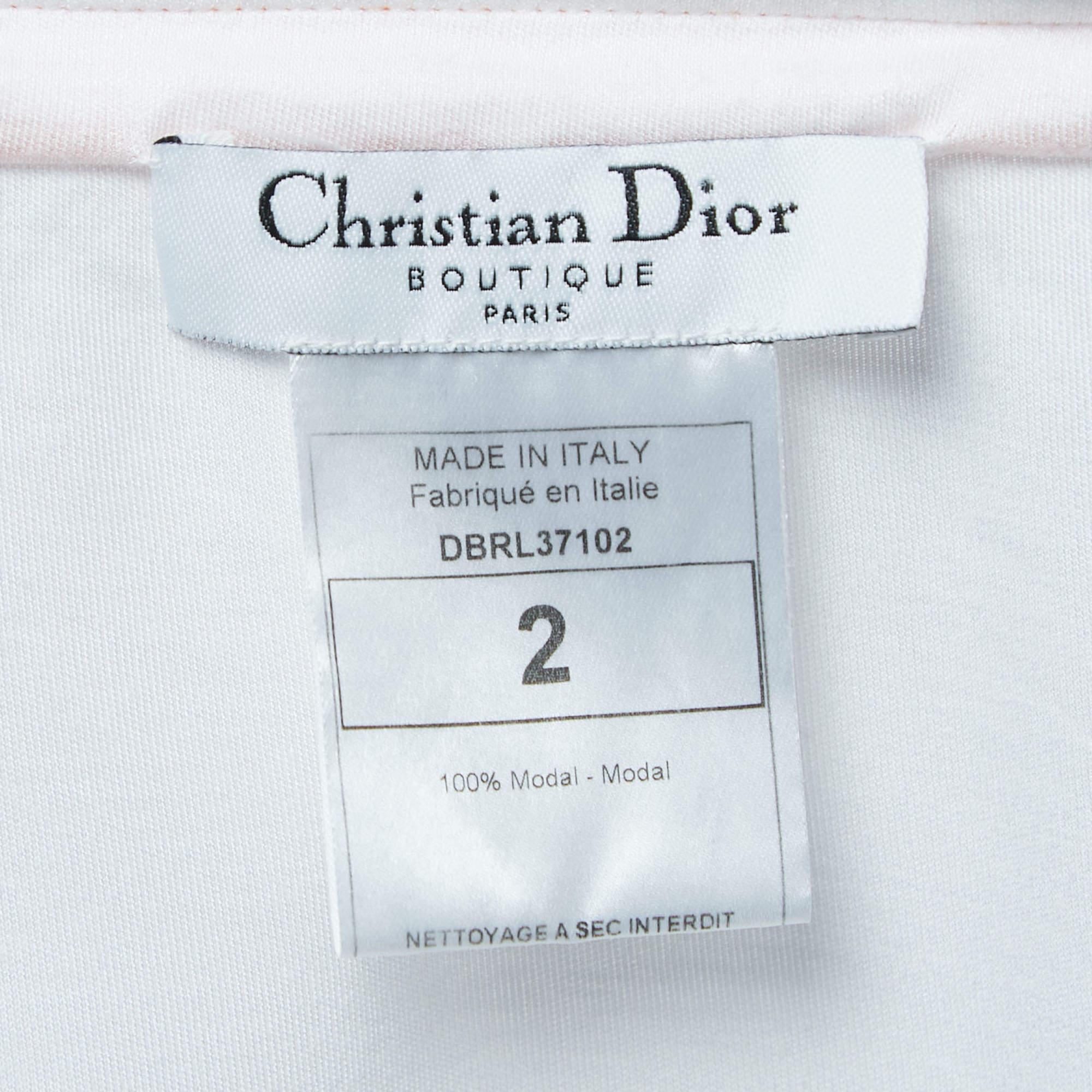 Dior Vintage White Knit Contrast Detail Wrap Mini Skirt S In Good Condition For Sale In Dubai, Al Qouz 2