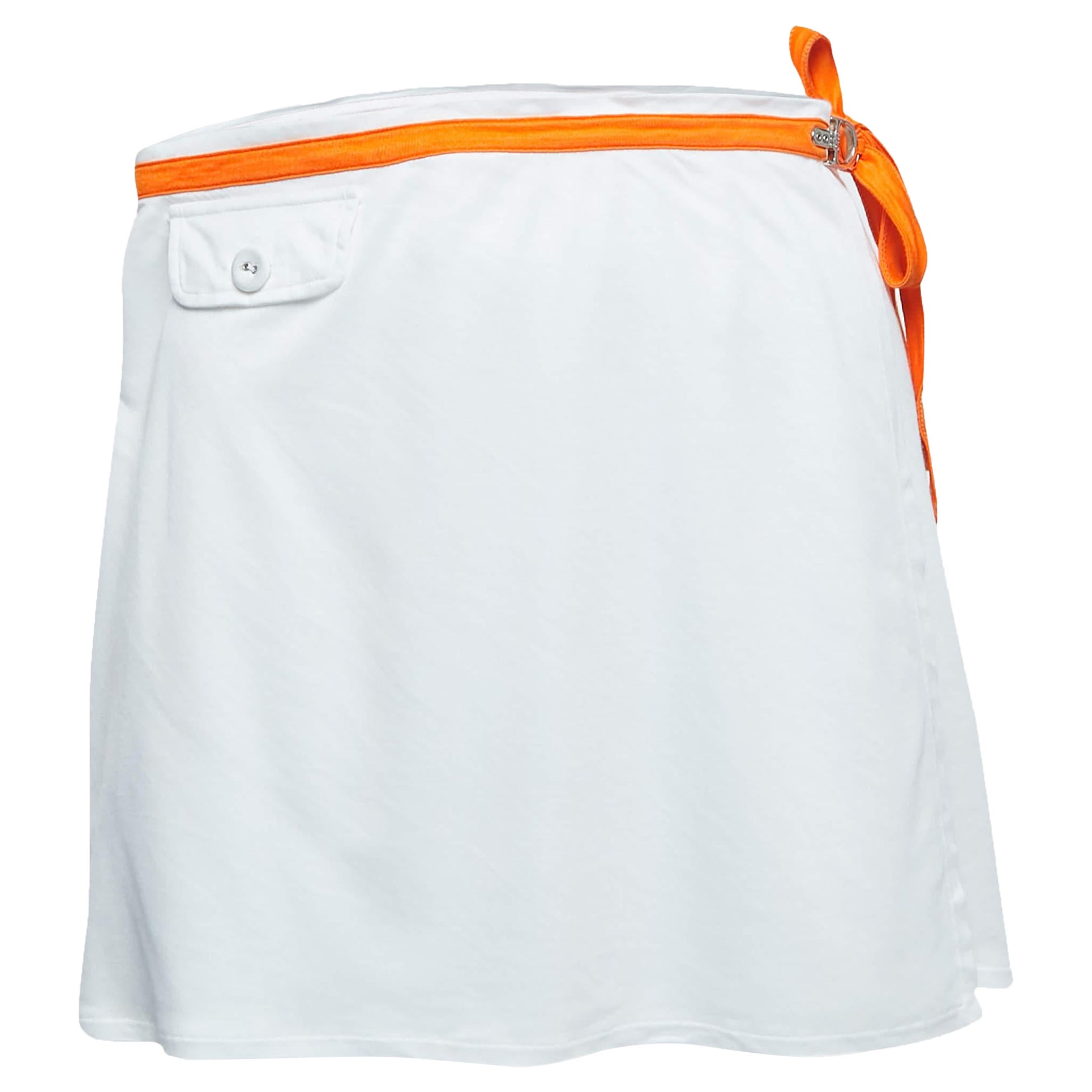 Dior Vintage Weißer Wickel-Minirock aus weißem Strick mit Kontrastdetails S