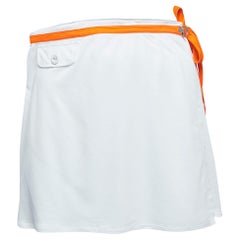 Dior Vintage Weißer Wickel-Minirock aus weißem Strick mit Kontrastdetails S