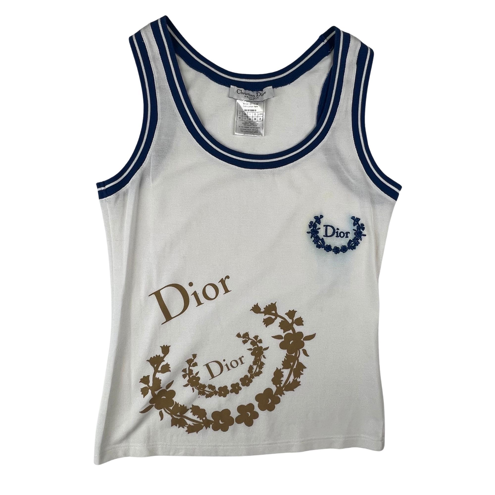 Dior Vintage White Tennis Golf Tank Top (Us8) In Good Condition For Sale In Montreal, Quebec