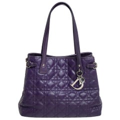 Dior Violet Cannage Coated Canvas and Leather Small Panarea Tote