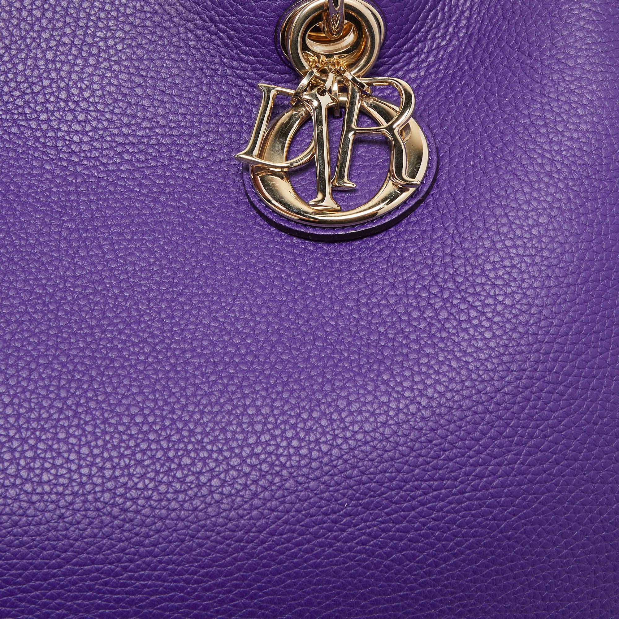 Dior Violet Leather Large Diorissimo Shopper Tote 9