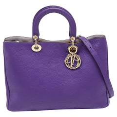 Dior Große Diorissimo Shopper-Tasche aus violettem Leder