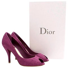 Dior Violet 'Miss Dior' Python Embossed Peep Toe Pumps 36.5 (IT)	