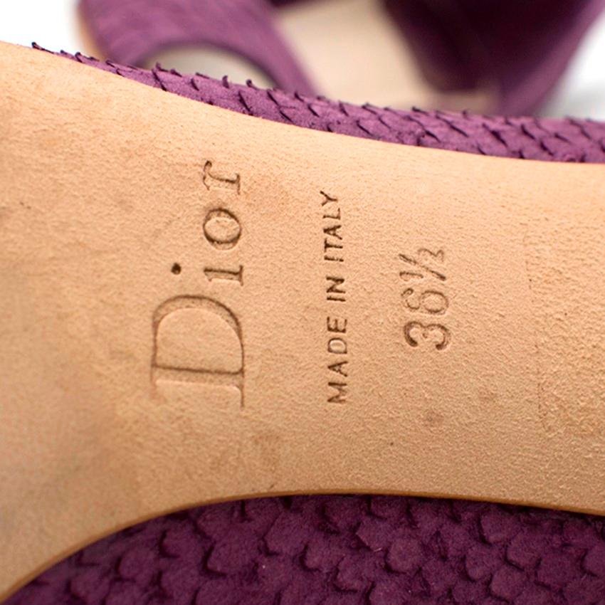 Dior Violet 'Miss Dior' Python Embossed Peep Toe Pumps - Size EU 36.5 	 For Sale 3