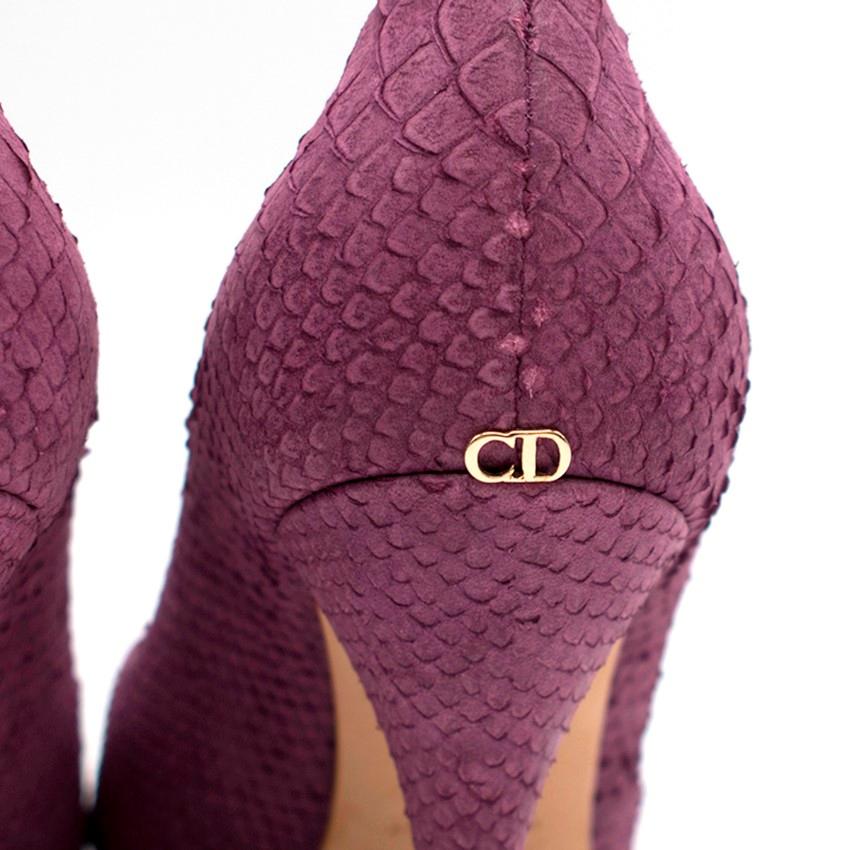 Black Dior Violet 'Miss Dior' Python Embossed Peep Toe Pumps - Size EU 36.5 	 For Sale