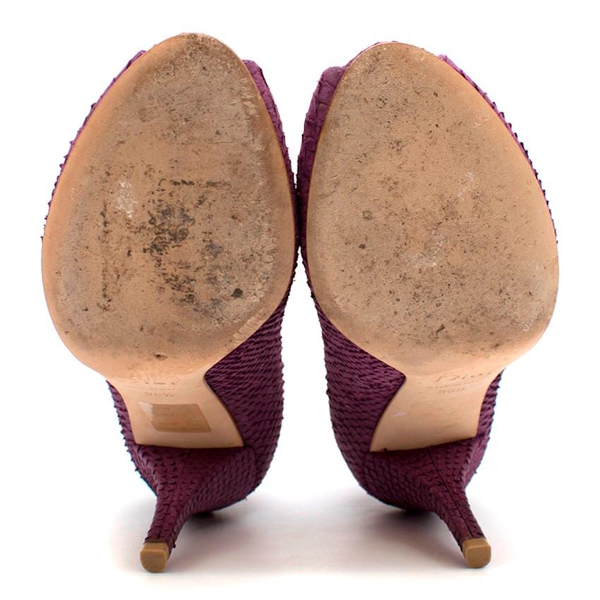 Dior Violet 'Miss Dior' Python Embossed Peep Toe Pumps - Size EU 36.5 	 For Sale 2