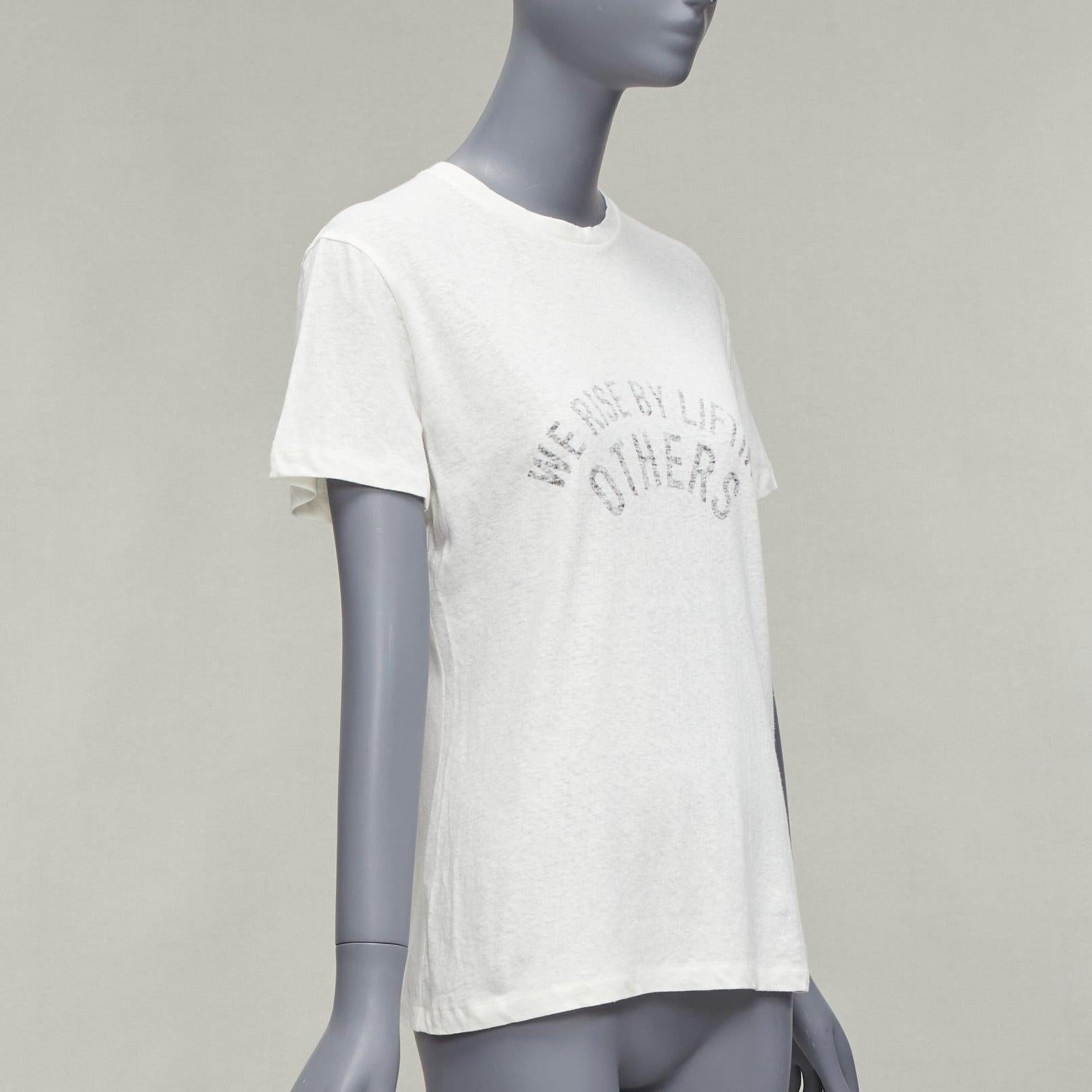 Gray DIOR WE Rise By Lifting Others reversed print cotton linen white tshirt XS
