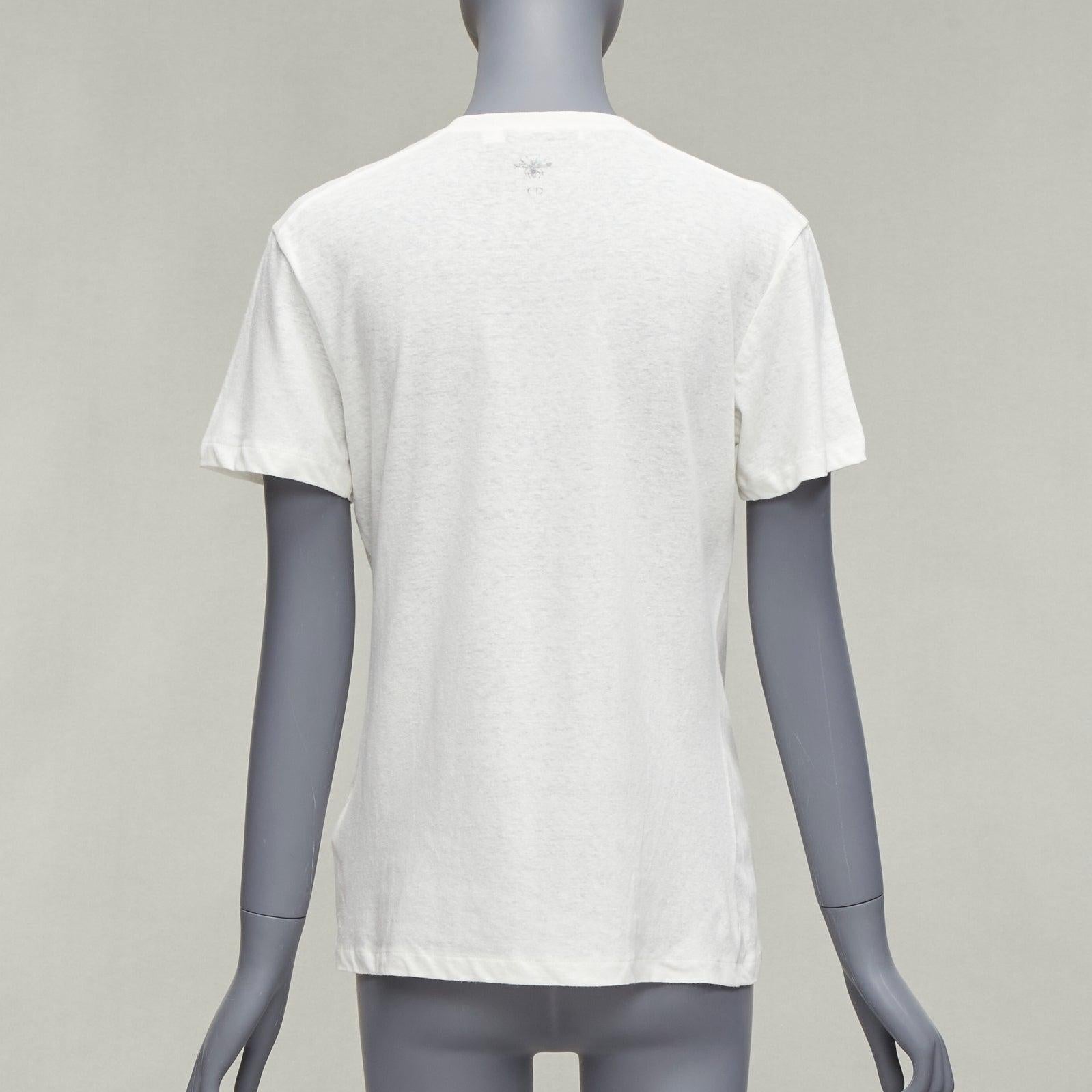 Women's DIOR WE Rise By Lifting Others reversed print cotton linen white tshirt XS