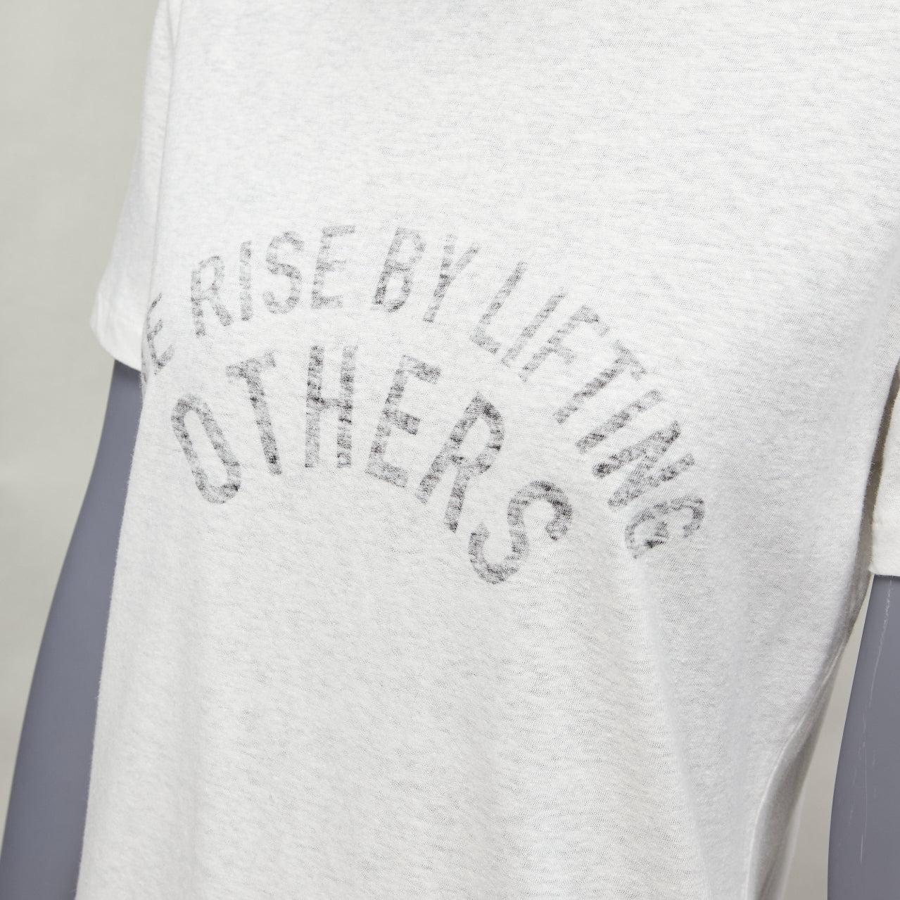 DIOR WE Rise By Lifting Others reversed print cotton linen white tshirt XS For Sale 3