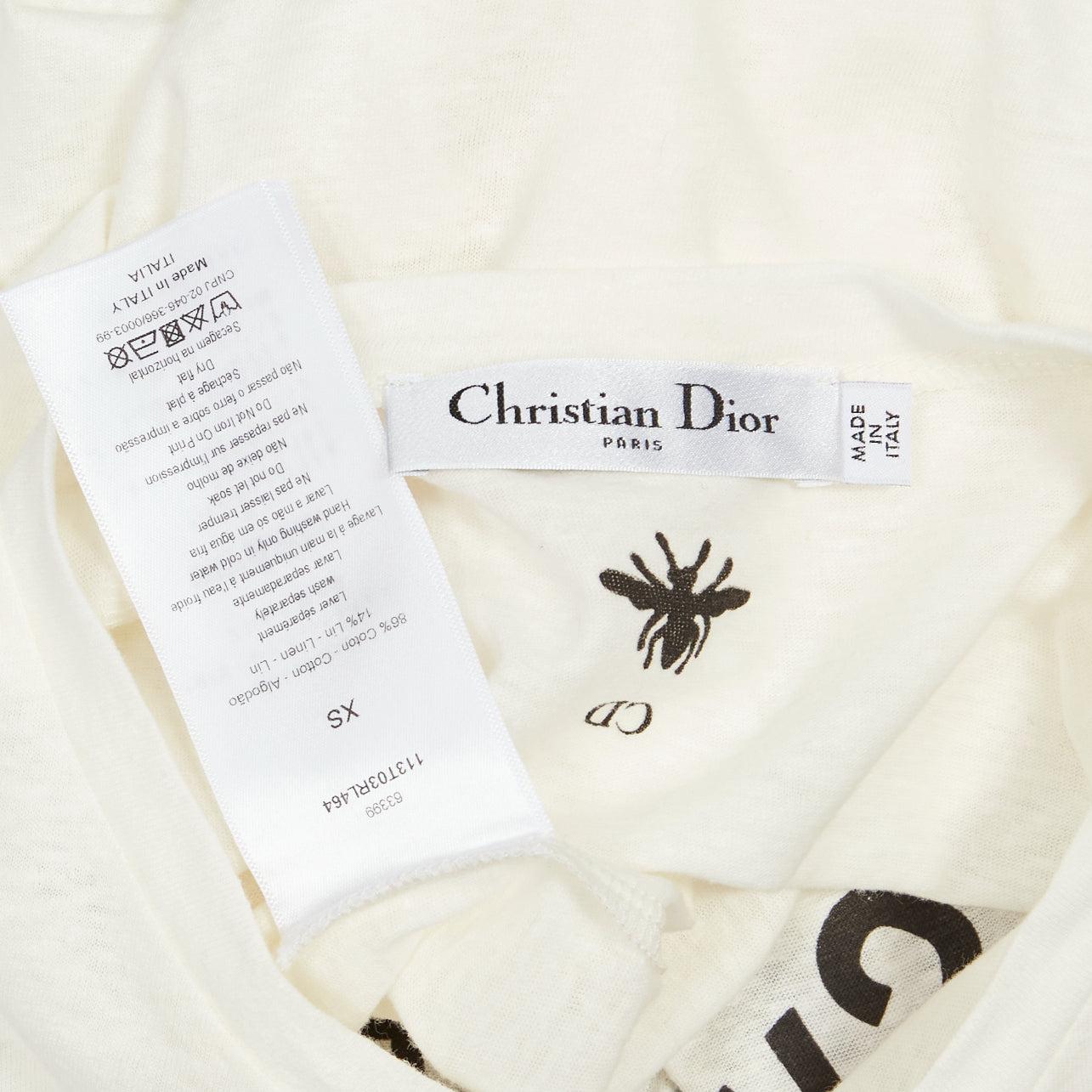 DIOR WE Rise By Lifting Others reversed print cotton linen white tshirt XS For Sale 4