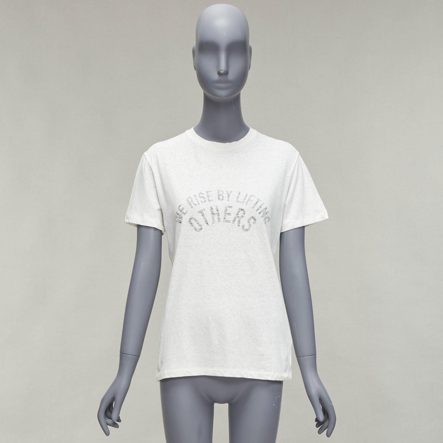 DIOR WE Rise By Lifting Others reversed print cotton linen white tshirt XS 4