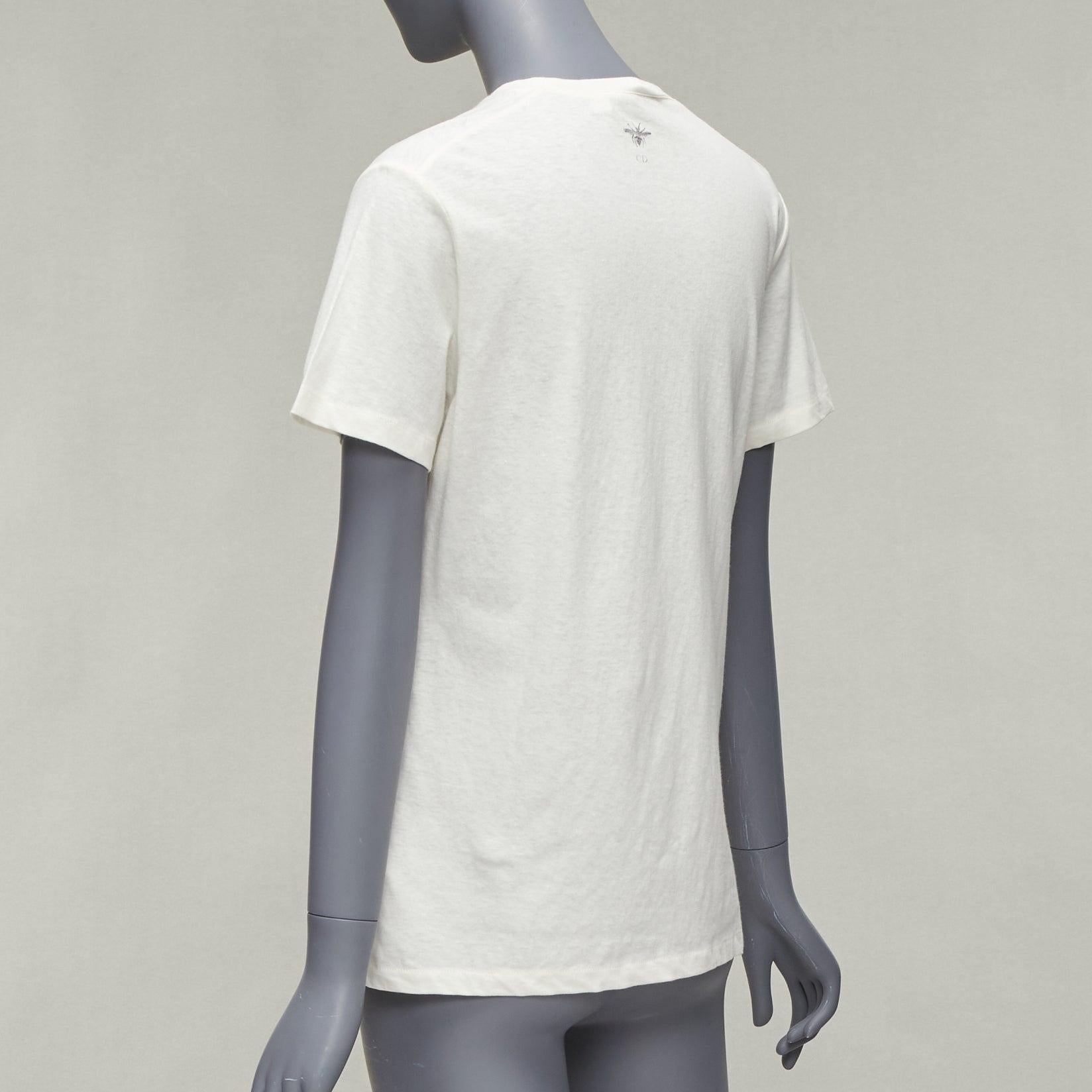 DIOR We Should All Be Feminists imprimé inversé écru coton lin tshirt XS 1
