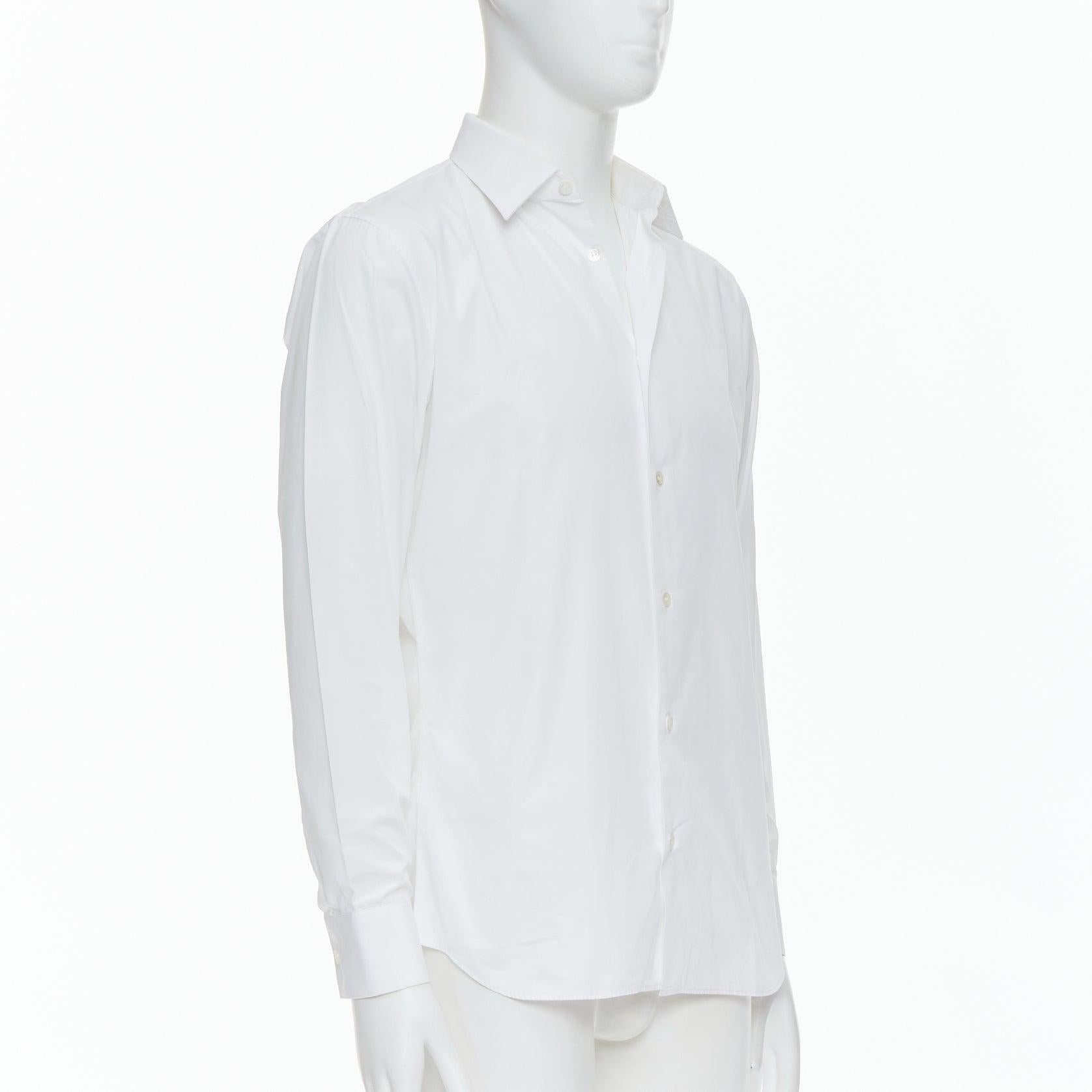 Gray DIOR white 100% cotton shoulder darts plain dress shirt EU39 M For Sale