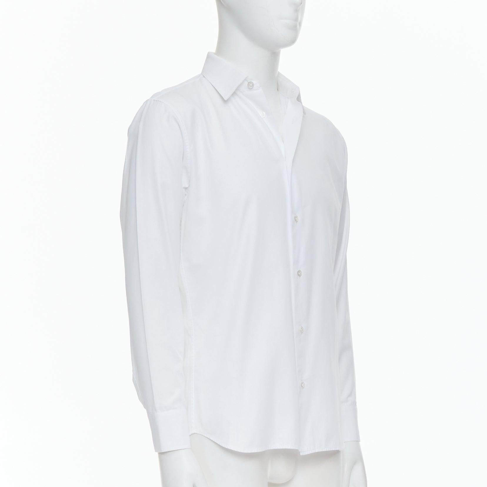 Gray DIOR white 100% cotton shoulder darts plain dress shirt EU39 M For Sale
