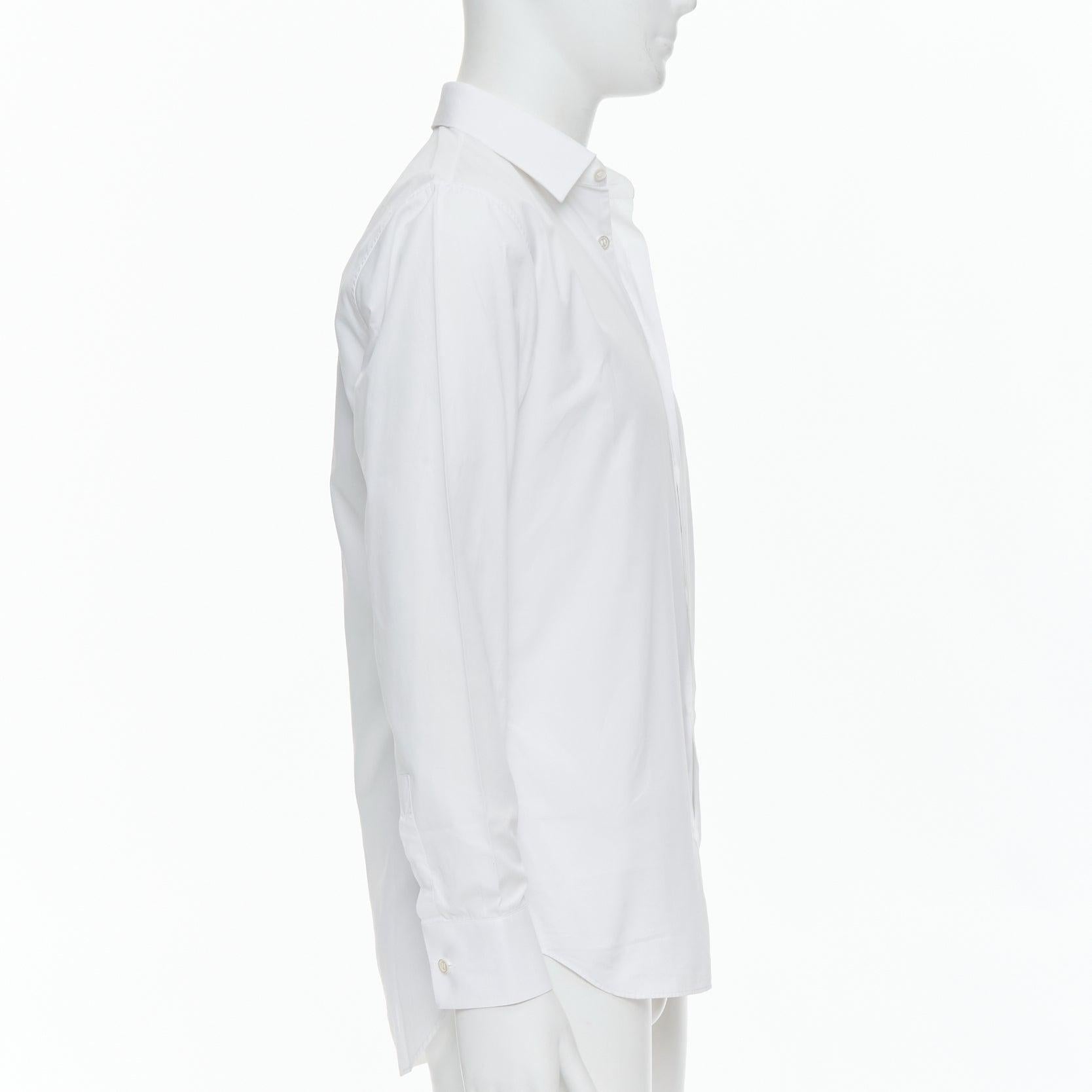 DIOR white 100% cotton shoulder darts plain dress shirt EU39 M In Good Condition For Sale In Hong Kong, NT