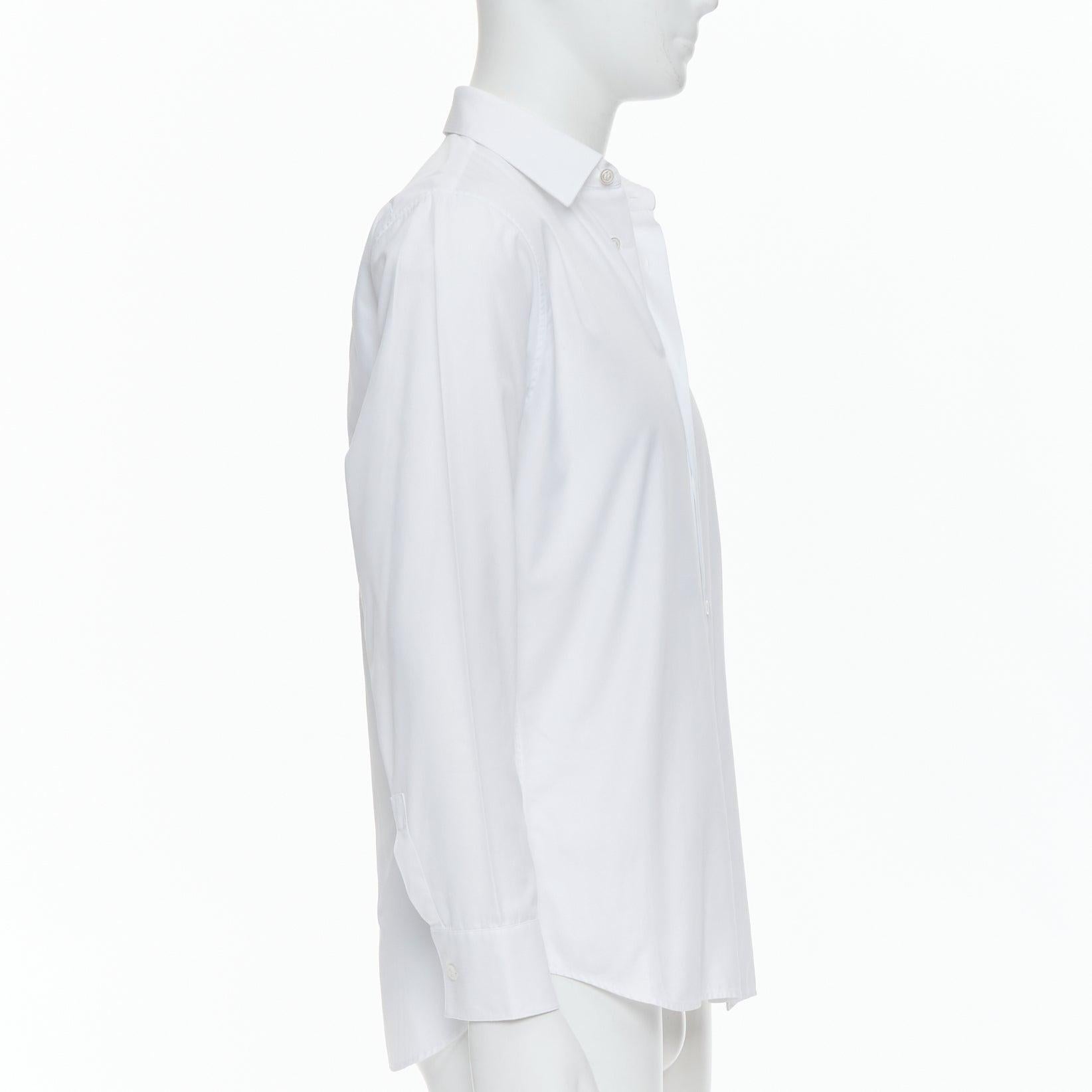 DIOR white 100% cotton shoulder darts plain dress shirt EU39 M In Good Condition For Sale In Hong Kong, NT