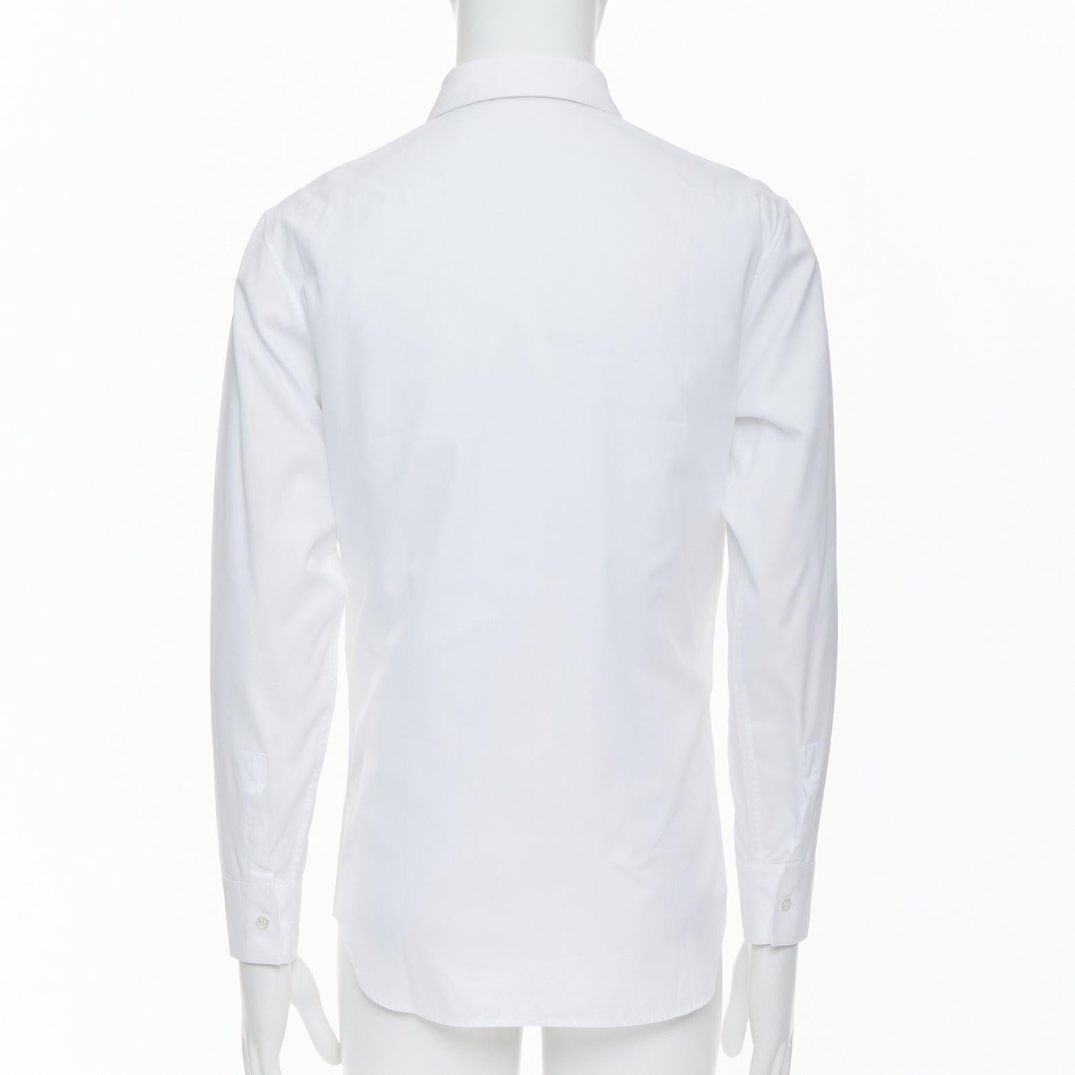 Men's DIOR white 100% cotton shoulder darts plain dress shirt EU39 M For Sale