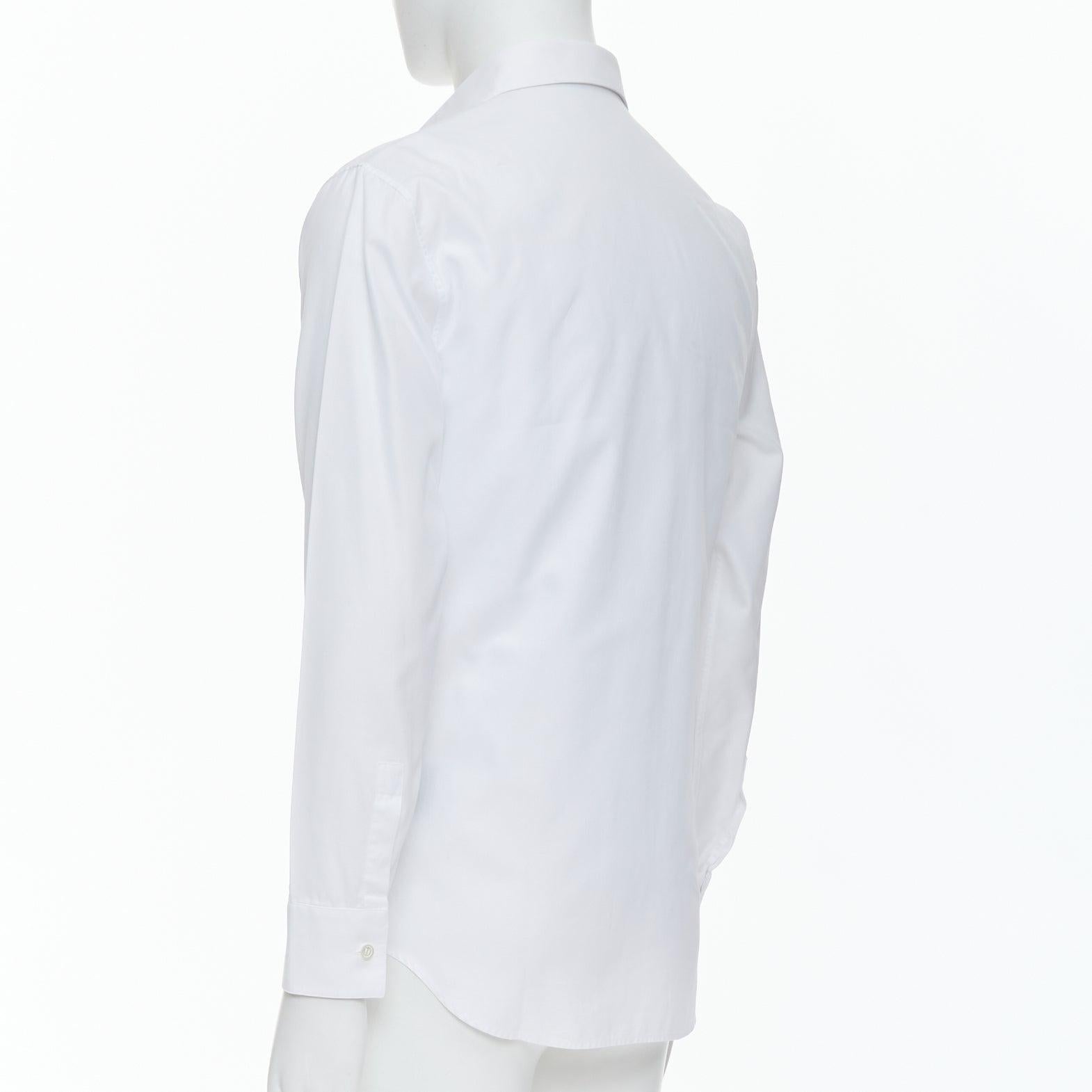 DIOR white 100% cotton shoulder darts plain dress shirt EU39 M For Sale 1