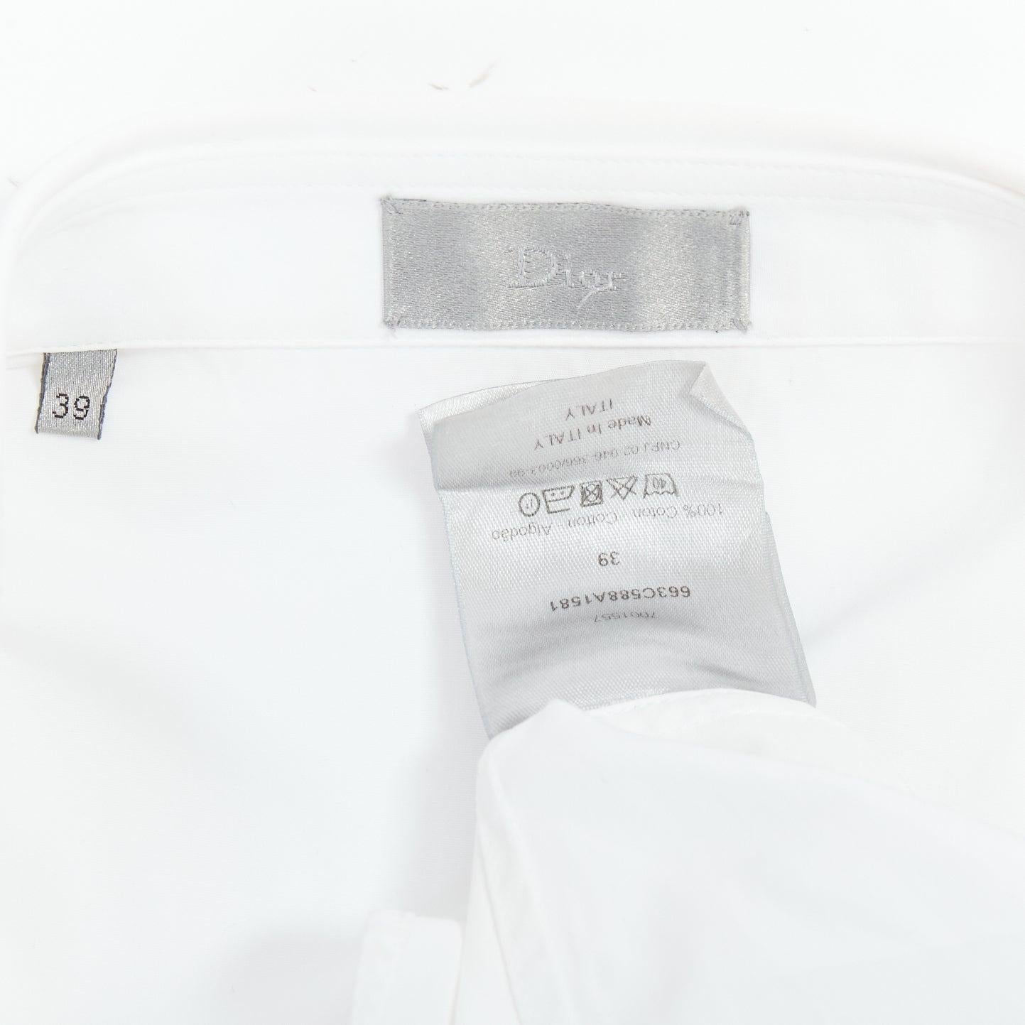 DIOR white 100% cotton shoulder darts plain dress shirt EU39 M For Sale 3