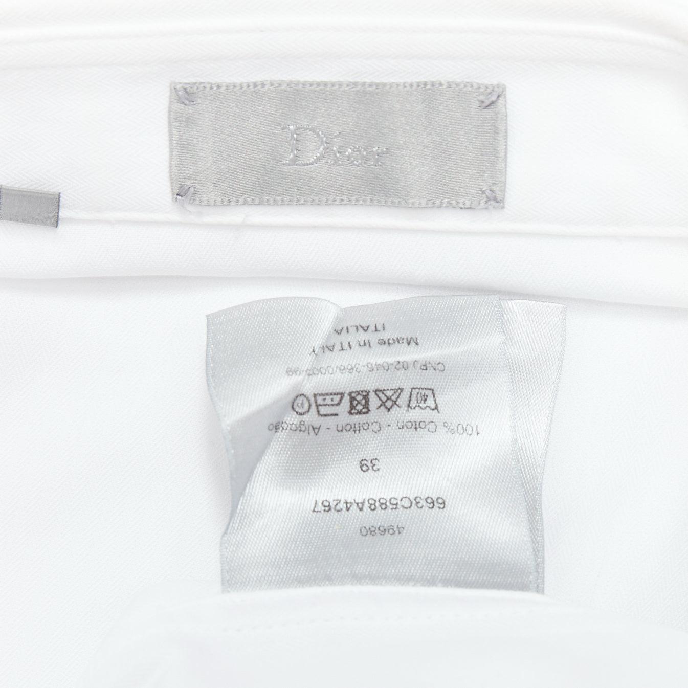 DIOR white 100% cotton shoulder darts plain dress shirt EU39 M For Sale 3