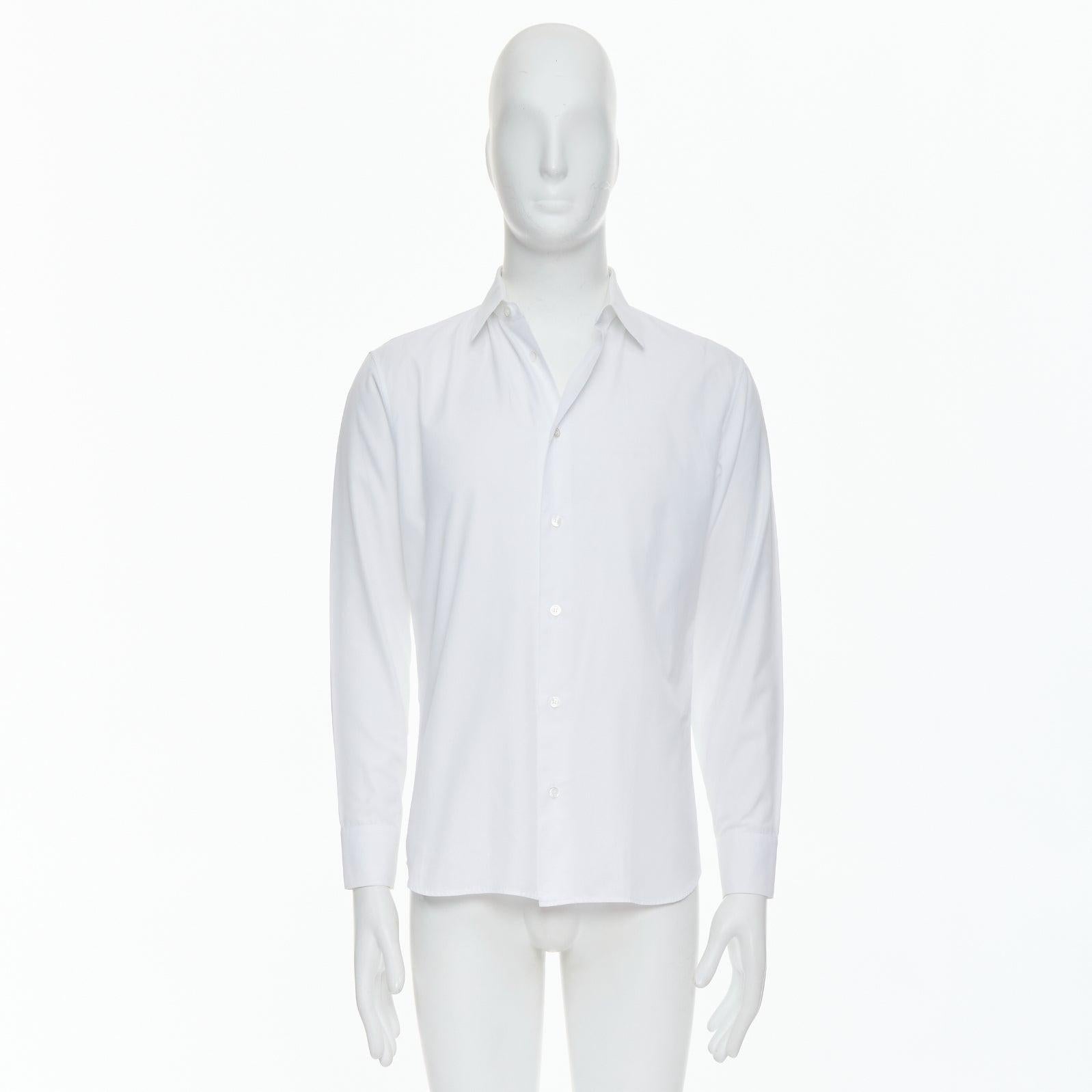 DIOR white 100% cotton shoulder darts plain dress shirt EU39 M For Sale 4