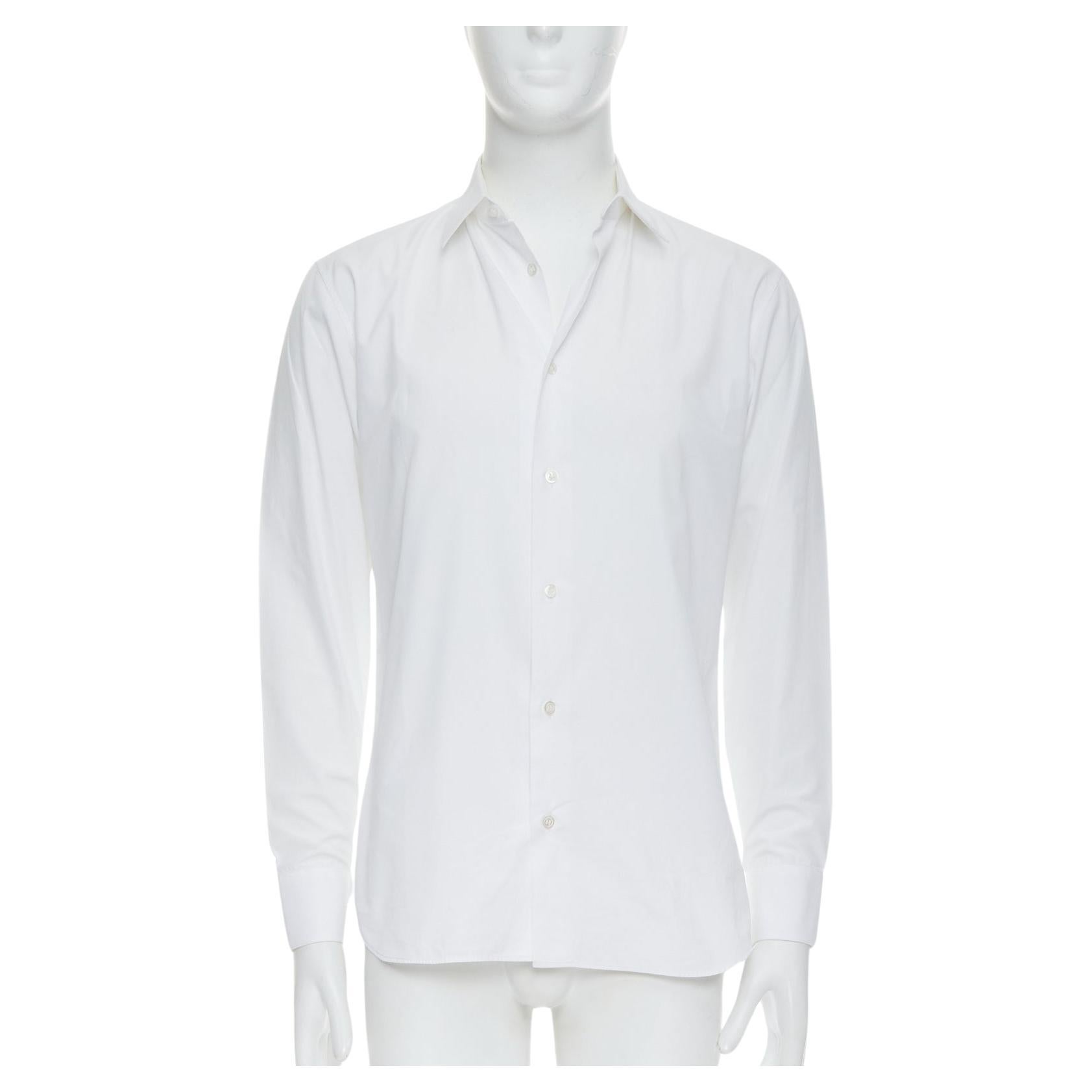 DIOR white 100% cotton shoulder darts plain dress shirt EU39 M For Sale