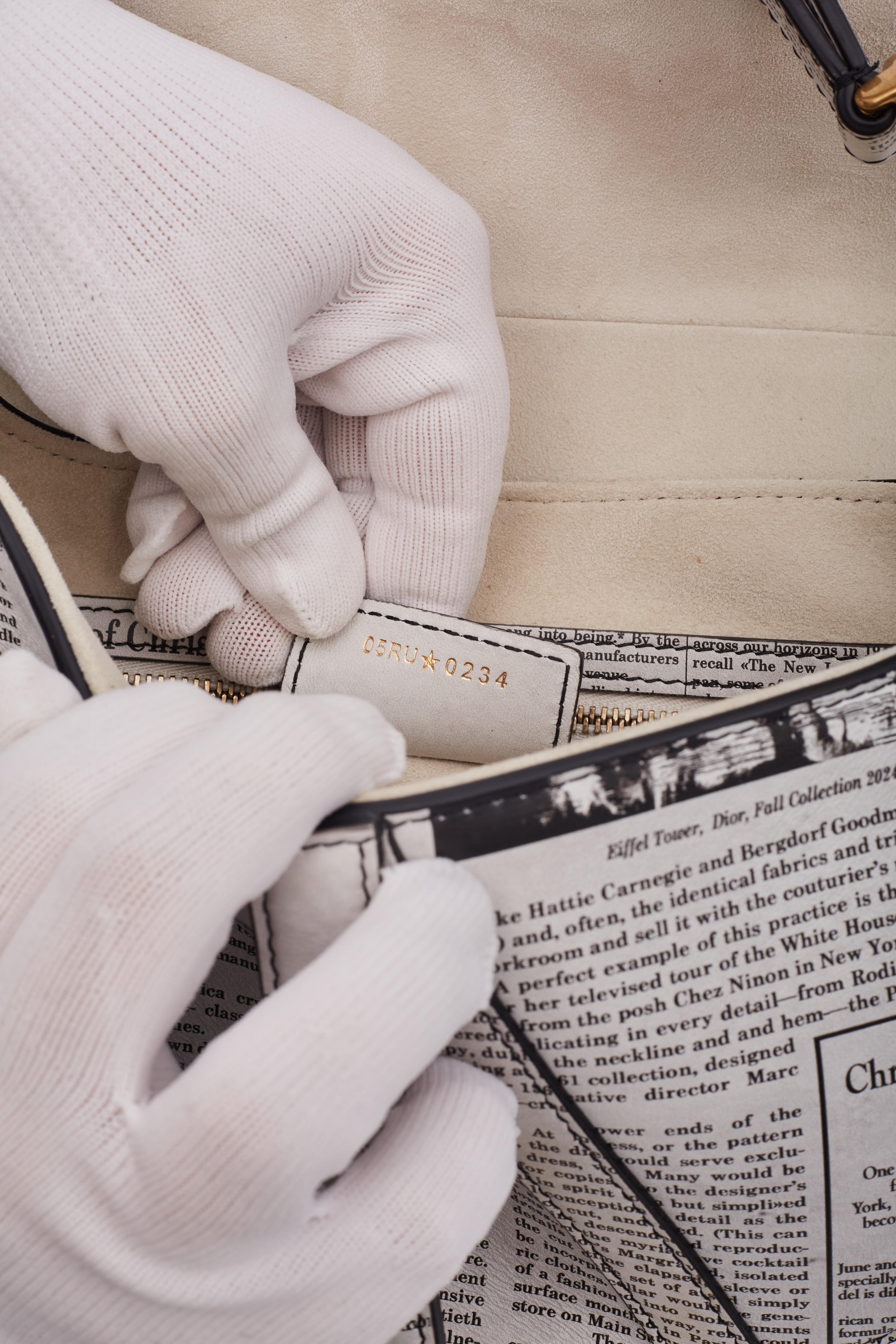 Dior White And Black Calfskin Newspaper Print Saddle Bag 9