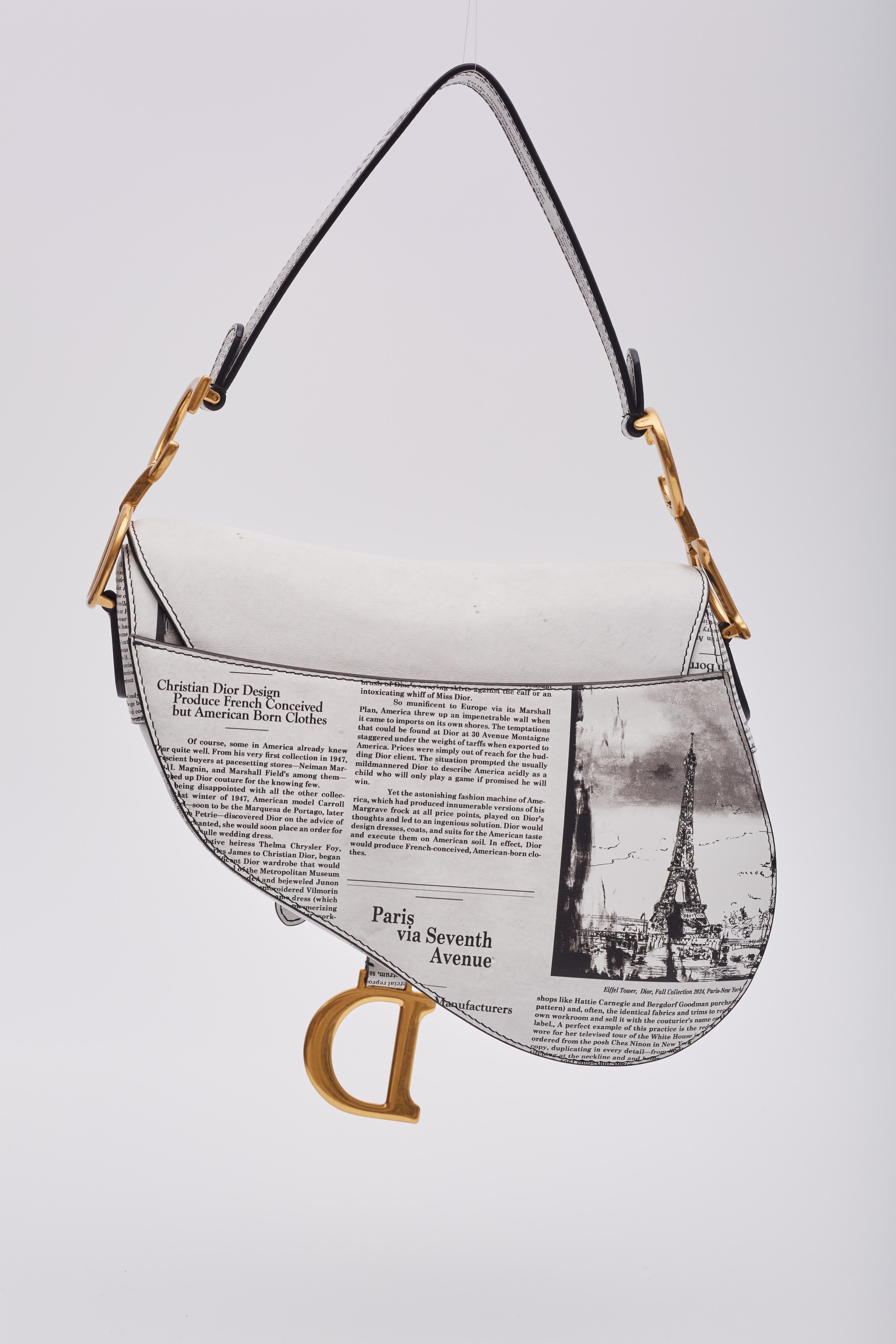 dior newsprint saddle bag