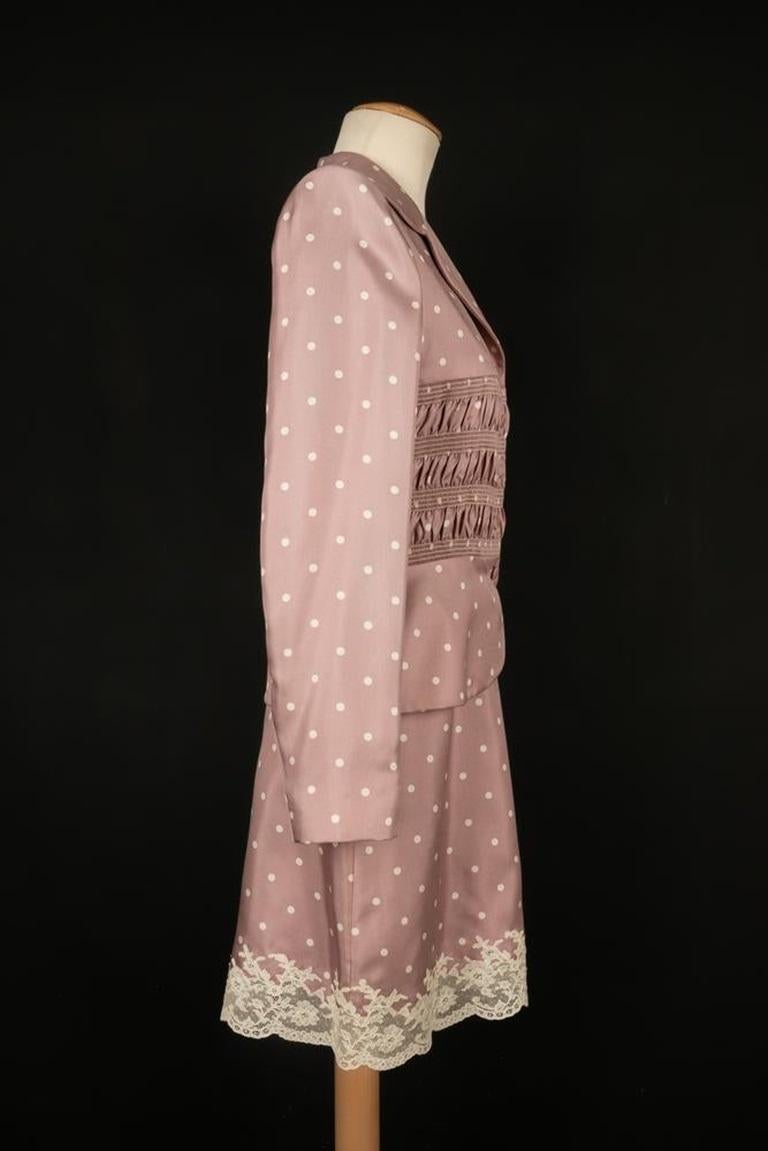 Abito corto in seta bianca e rosa di Dior In condizioni ottime in vendita a SAINT-OUEN-SUR-SEINE, FR