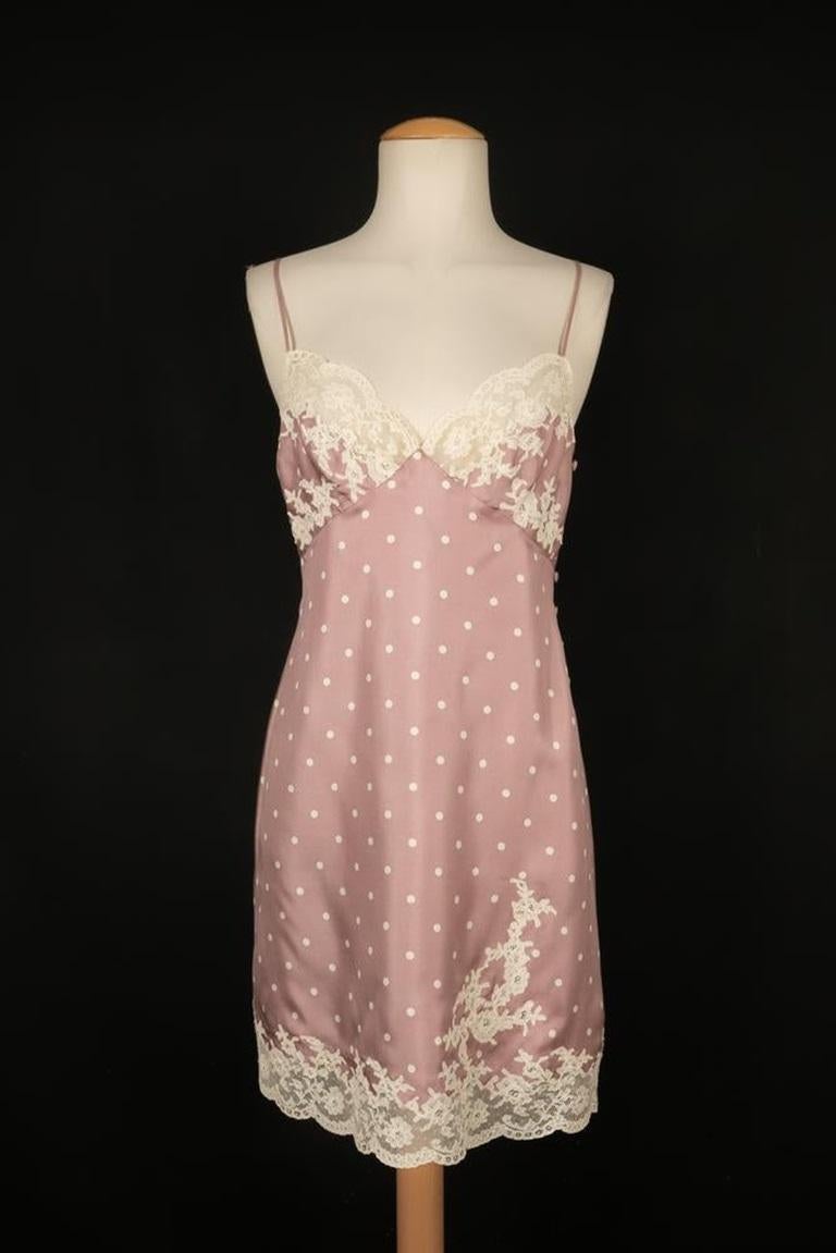 Donna Abito corto in seta bianca e rosa di Dior in vendita