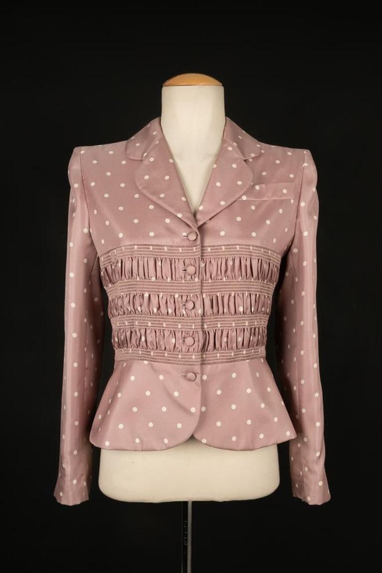 Abito corto in seta bianca e rosa di Dior in vendita 2