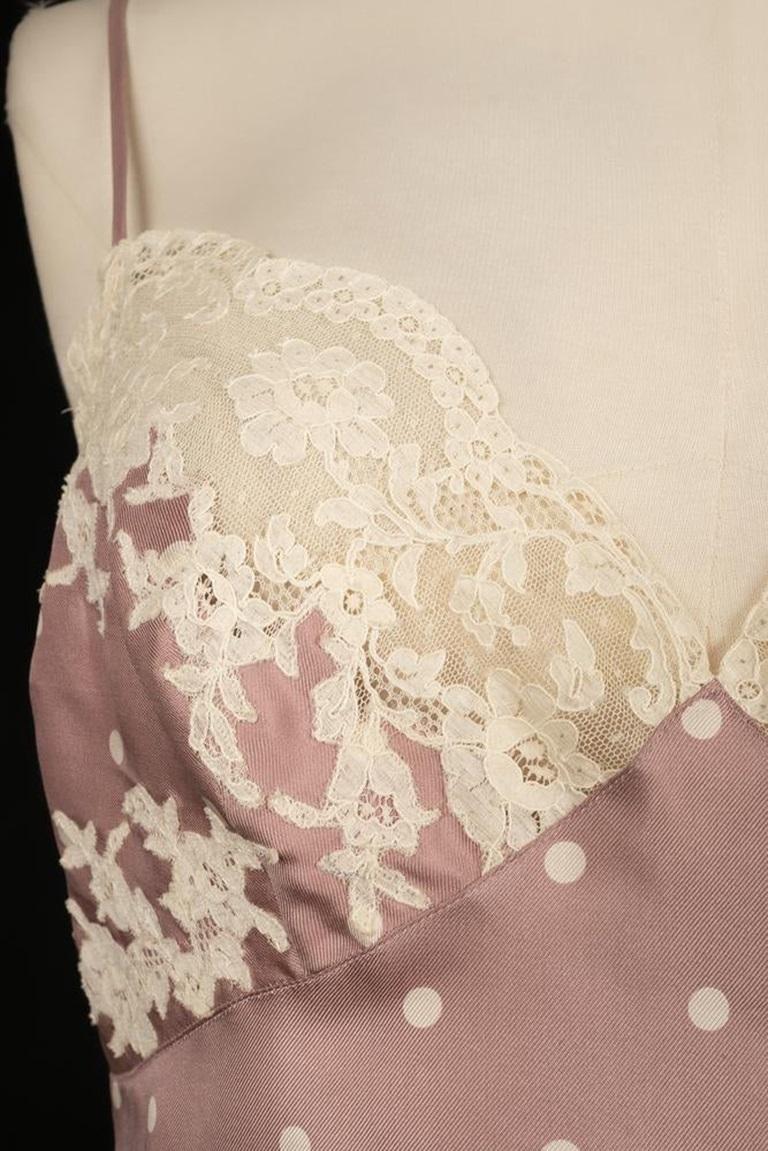 Abito corto in seta bianca e rosa di Dior in vendita 4