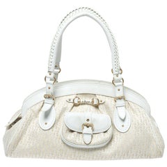 Dior White/Beige Oblique Canvas and Leather My Dior Frame Satchel