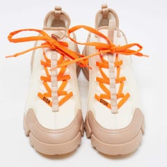 Dior Weiße/beige PVC- und Stoff-Turnschuhe D-Connect Größe 38