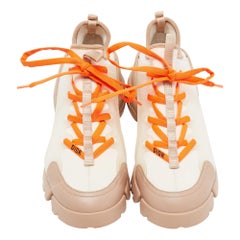 Dior White/Beige PVC and Fabric D-Connect Sneakers Size 38
