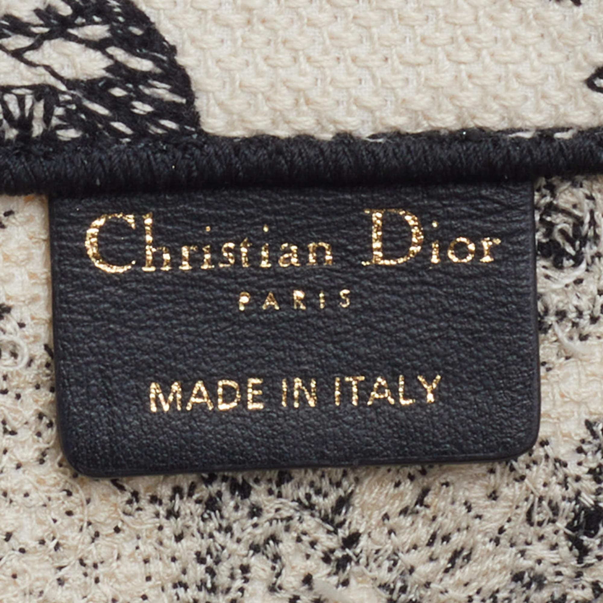 Dior White/Black Canvas Zodiac Embroidery Hercules Small Book Tote 6
