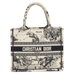 Dior Weiß/Schwarz Besticktes Canvas Kleines Zodiac Buch Tote