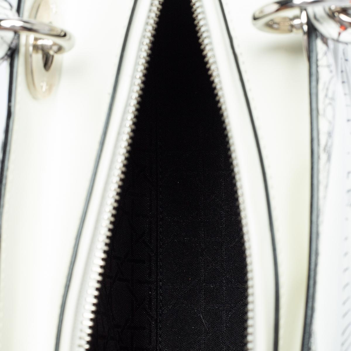 Dior White/Black Leather Medium Jack Pierson Art Lady Dior Tote 4