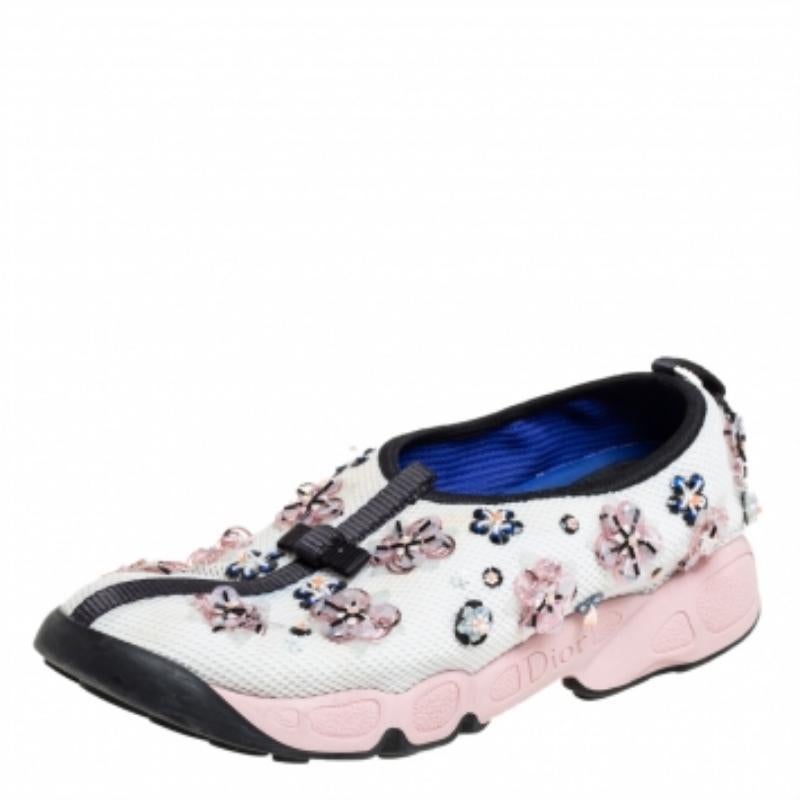 The words 'edgy' and 'ultra-modern' can be readily attributed to this pair from Dior. The sneakers were first introduced as a part of their Haute Couture Spring / Summer 2014 collection. Crafted from mesh, they feature embellishments and rubber