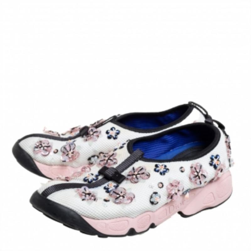 Gray Dior White/Black Mesh Fusion Sneakers Size 36.5 For Sale