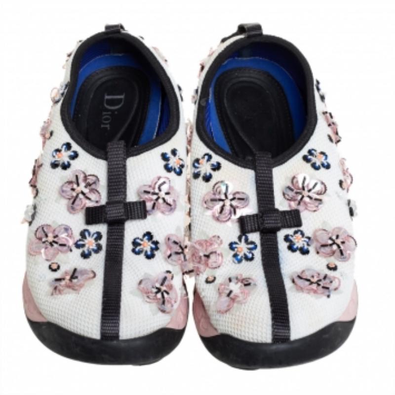 Dior White/Black Mesh Fusion Sneakers Size 36.5 In Good Condition For Sale In Dubai, Al Qouz 2