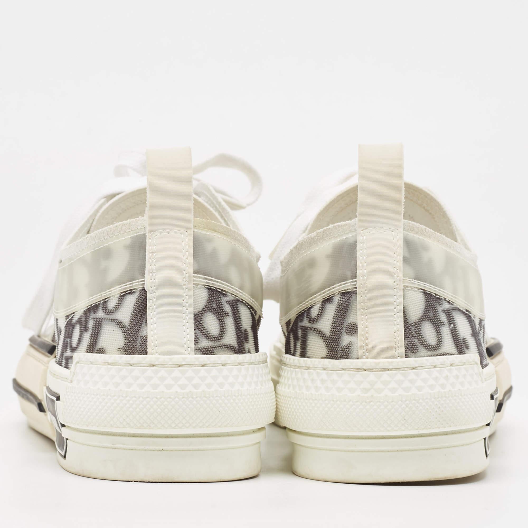 Dior White/Black Oblique Mesh and Rubber B23 Sneakers Size 41.5 2