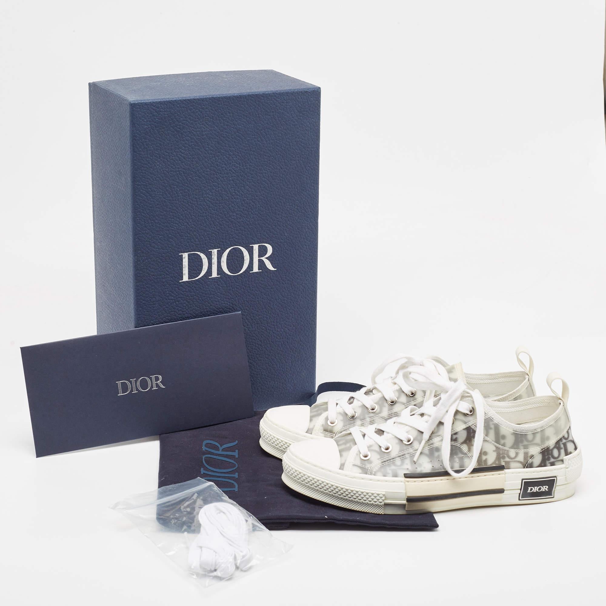 Dior White/Black Oblique Mesh and Rubber B23 Sneakers Size 41.5 5