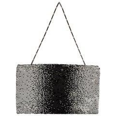 Dior White/Black Sequins Chain Clutch